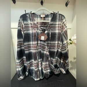 Knox Rose plaid top L
